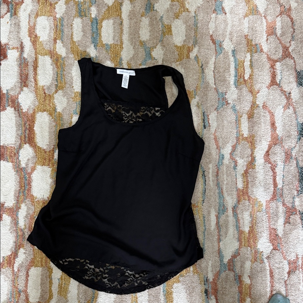 Black Lace Trim Tank Top